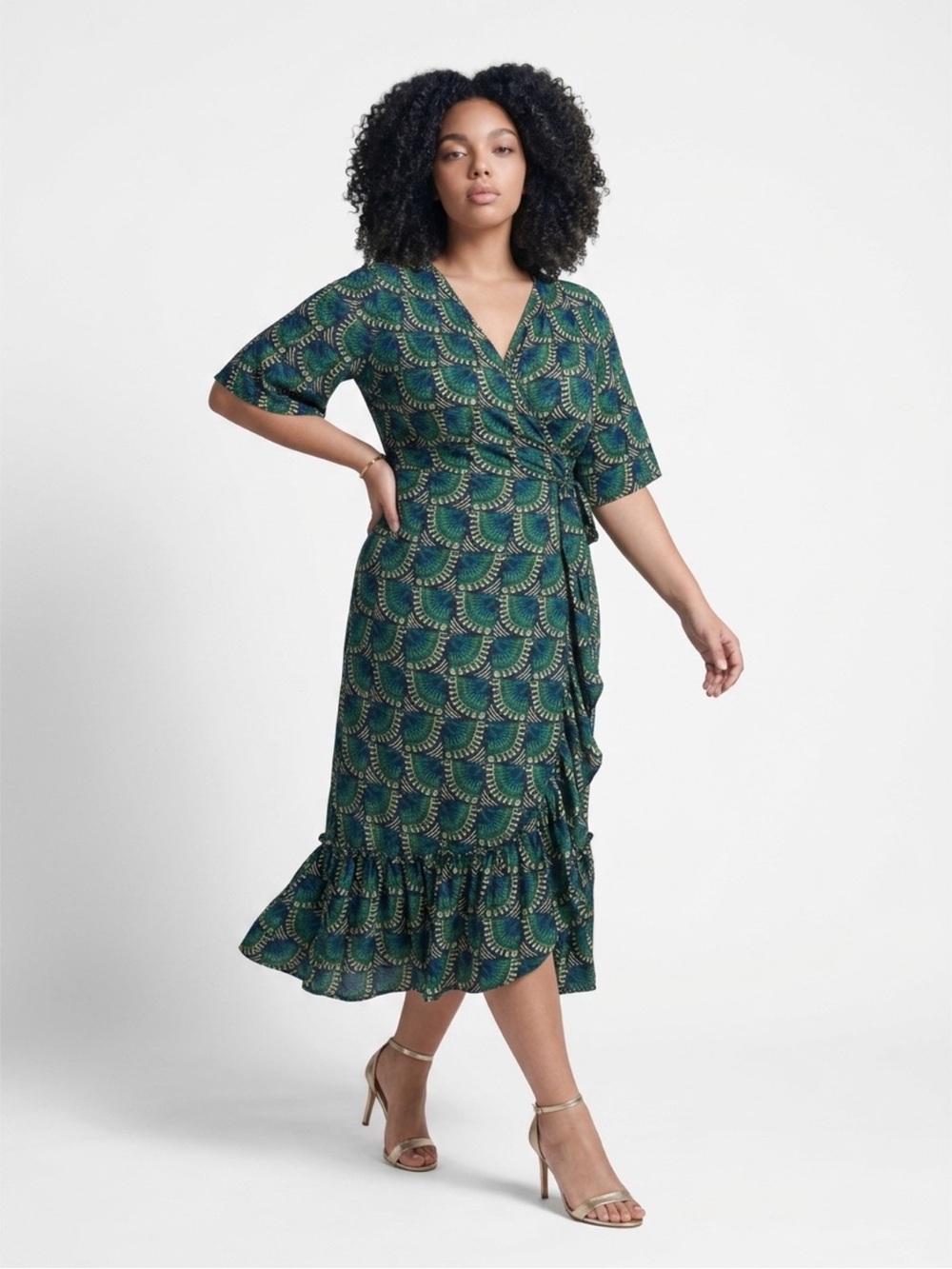 Silk & Salt Journey African Peacock Maxi Wrap Dress Size XL